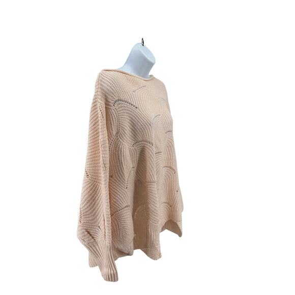 Holllow Out Design Batwing Long Sleeve Sweater WMN Large Pink Round Neck Knitted - Picture 2 of 5